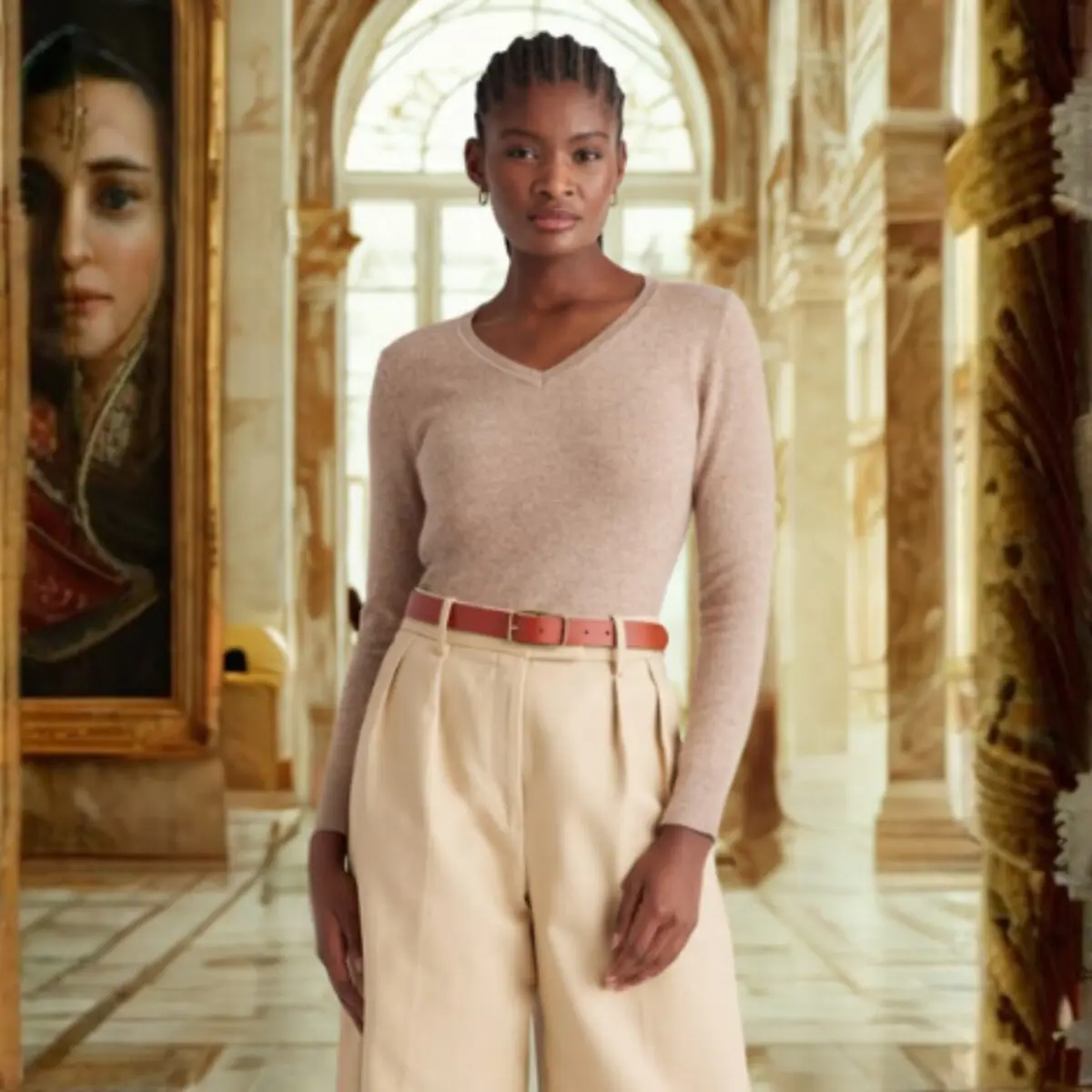 The Amara V-Neck - Oatmeal 0