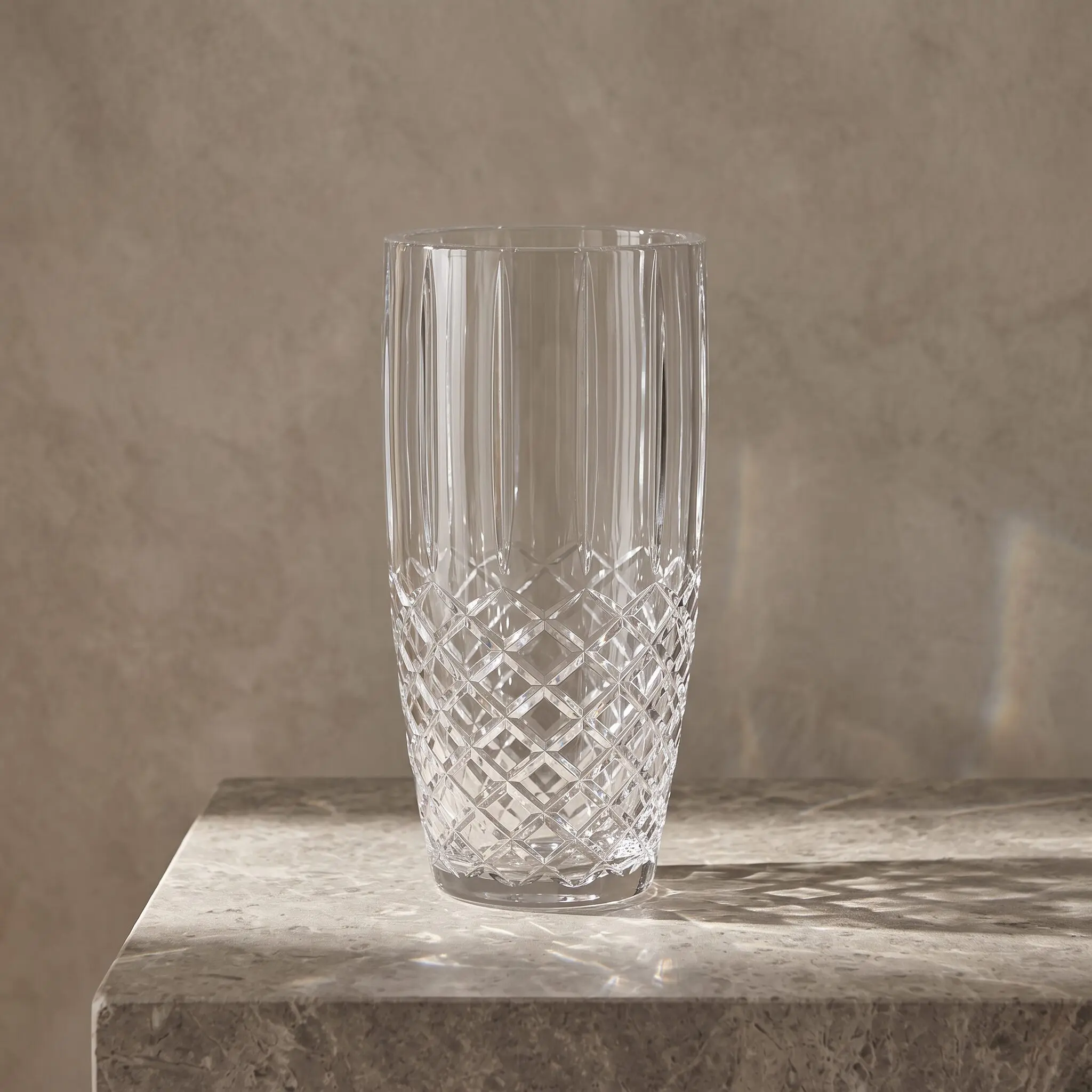 The Laurent cut crystal vase with tall linear silhouette