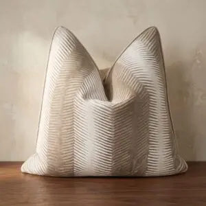 The Herring Luxe textured neutral pillow cover in ivory and taupe