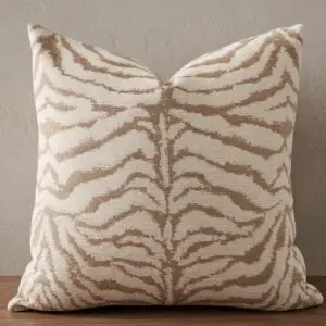 The Sahara zebra jacquard pillow cover in taupe and ivory